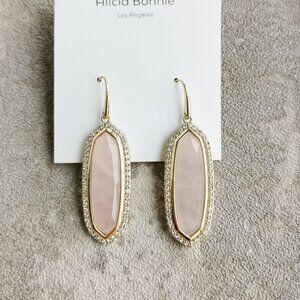 Alicia Bonnie Gold Rose Quartz Abigail Drop Earrings NWT